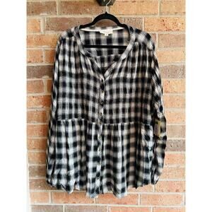 Nurture by Westbound checkered Button Down Blouse 3X